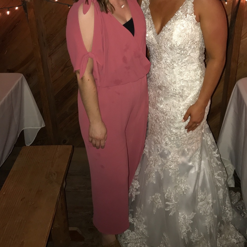 Pink Jumpsuit with tie sleeves